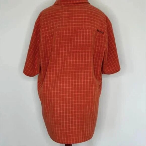 Marmot Orange Window Pane Short Sleeve Shirt Button Down Size Large - Picture 2 of 8